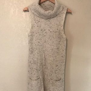 Cream knit turtleneck sweater dress